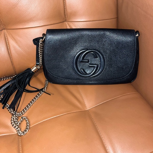 Gucci bag black with gold chain - crossbody style - Picture 3 of 6